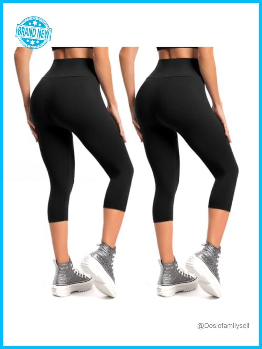 High Waist Capri Yoga Leggings 2-Pack Buttery Soft Stretch Tummy Control